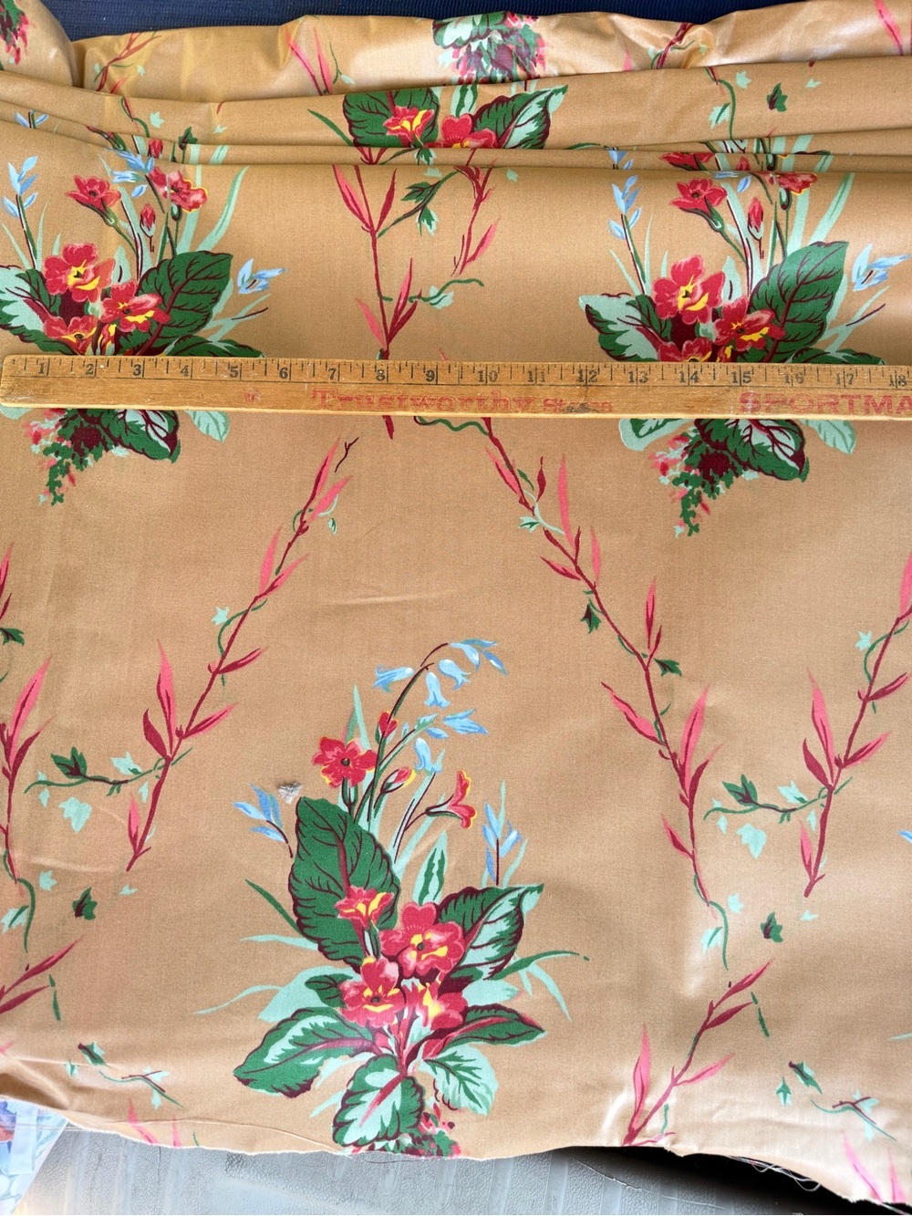 Vintage A Ramm Primulas Floral Fabric English Made Chintz Cottage Garden 15 yds - Picture 3 of 5
